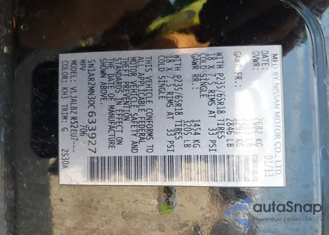 2013 Nissan Pathfinder S из США, поврежденный, VIN 5N1AR2MN3DC633927